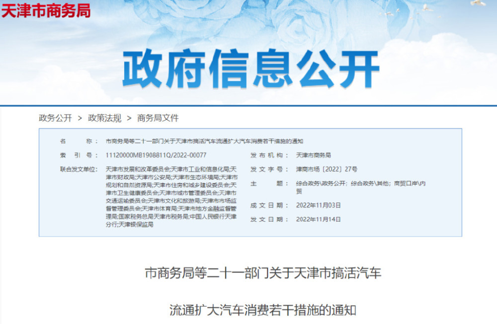 天津推出扩大汽车消费措施的时间，天津推出扩大汽车消费措施有哪些-第1张图片